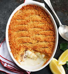 Crumble de cabillaud au citron et au parmesan