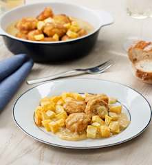 Albóndigas de merluza en salsa de vino blanco