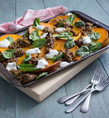 Lamb with pumpkin and lentils