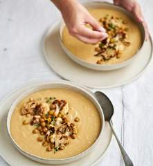 Creme de grão e couve-flor assados