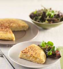 Tortilla de bacalao y puerros