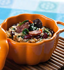 Arroz de enchidos e feijão