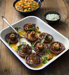 Tandoori portobellos with creamy coconut raita