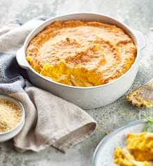 Gratin de poulet aux carottes, millet et parmesan