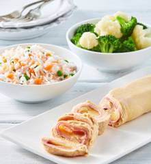 Todo en uno: Arroz blanco y rollitos de pollo con verduras - Demo presentadores