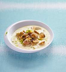 Coquillages à la fondue de poireaux