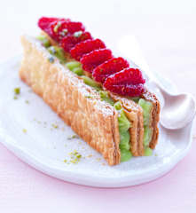 Mille-feuille pistache-framboise