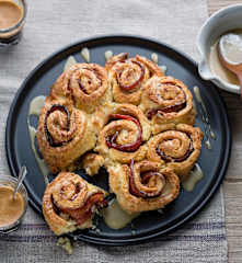 Bacon and cinnamon scrolls with salted maple glaze