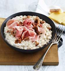 "Crozotto" aux girolles, jambon et beaufort