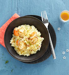 Risotto de saint-jacques, caramel de mandarine