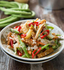 Sambal goreng (chilli stir-fried vegetables and prawns)