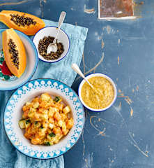 Salada de pepino e papaia com vinagreta