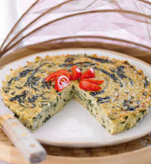 Tarte de espinafres e arroz