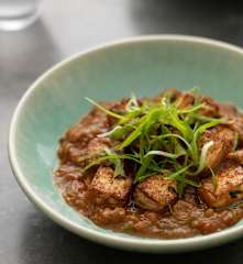Marinaded Tofu with a Tomato and Aubergine Sauce
