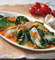 Bietole con emulsione di pomodorini