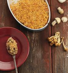 Empadão de arroz com cogumelos e frango