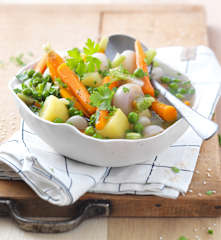 Petits légumes de printemps au bouillon