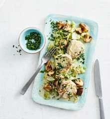 Schweinemedaillons mit Spitzkohl-Pilz-Rahm