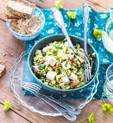 Salade de courgette, tomate séchée et feta