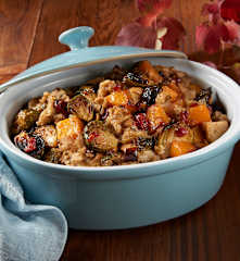 Herb Stuffing with Butternut Squash and Brussels Sprouts