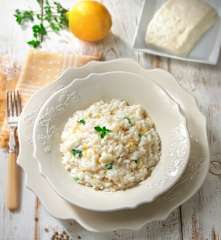 Risotto al limón con pimienta y mejorana