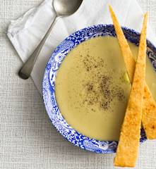 Jerusalem artichoke soup with cheese shards