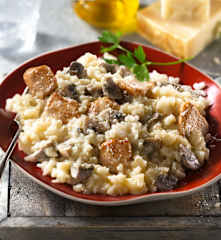 Risotto de poulet aux champignons