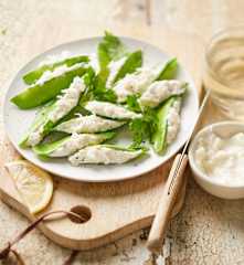 Pois gourmands farcis au crabe