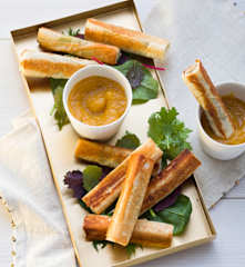 Camembert-Sticks mit Aprikosendip