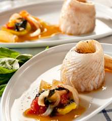 Lenguado al vapor con verduritas para dos