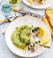 Filets de colin, purée de haricots plats