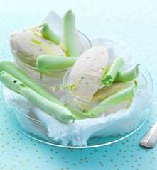 Meringues au citron vert et sorbet pomme-kiwi