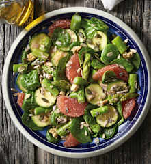 Ensalada de pomelo, espárragos y calabacín