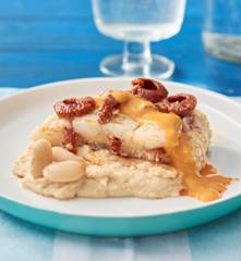 Bacalao mechado con chorizo y alubias