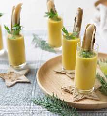 Navajas con crema de verduras al aroma de cítricos