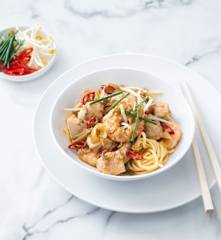 Chicken and prawn noodles