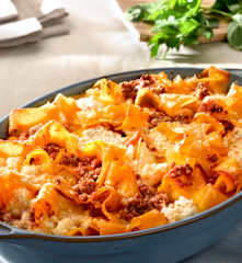 Pappardelle al forno con ragù di carne e ricotta