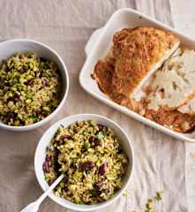 Salada de arroz integral com couve-flor assada
