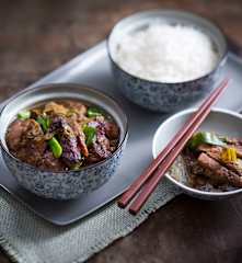 Pork belly with spring onions