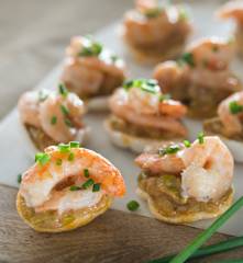 Chips con puerro y gambas