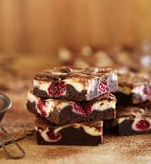 Brownies de cheesecake e framboesa