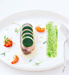 Filet de truite du Grand Morin au vin d'Argenteuil, velours de cresson de Méréville - Eric Robert