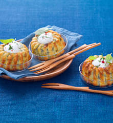 Clafoutis courgettes, basilic et chèvre