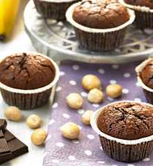 Brownie muffins de nueces y plátano (sin gluten)