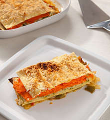 Lasaña vegetal de pasta fresca al huevo