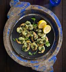 Spiced coriander prawns