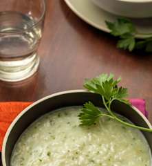 Minestra di riso, patate e prezzemolo