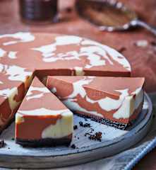 Tarta de queso marmoleada