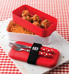 Arroz com almôndegas de atum