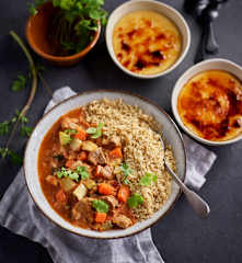 Menù: Cous cous di agnello con verdure e crema catalana (Bimby Friend)